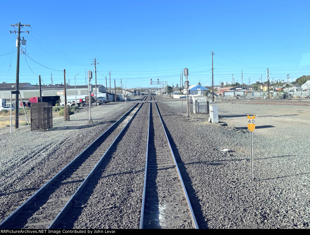 Passing over a railroad diamond in Stockton